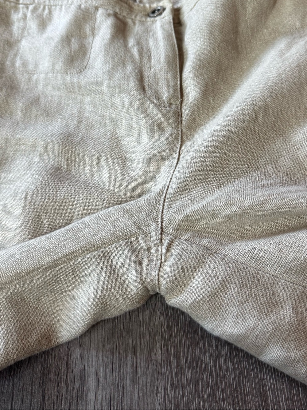 Eileen Fisher Organic Linen Wide Leg Crop Pants Flax Beige Culottes Size 4 - Picture 6 of 13